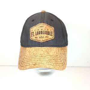 Essencial Caps Ft Lauderdale Florida Cork Brim Hat Charcoal Grey Strapback Cap